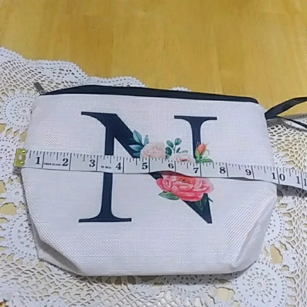 Alphabet lined Cosmetic / makeup / toiletry bag, the initial 